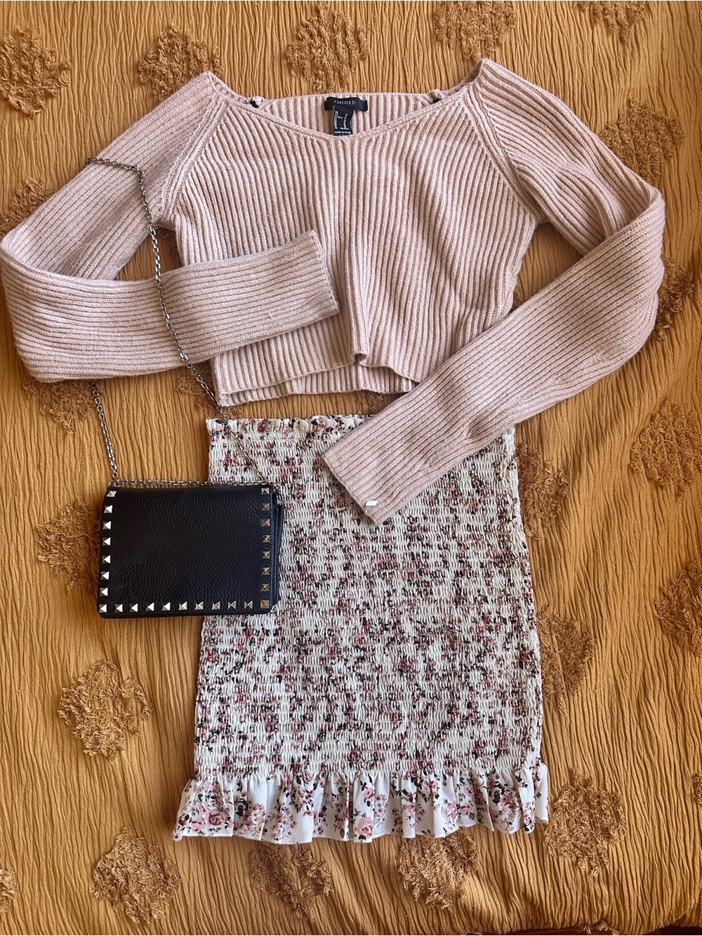 Floral Ruffle Mini Skirt - Pink Floral